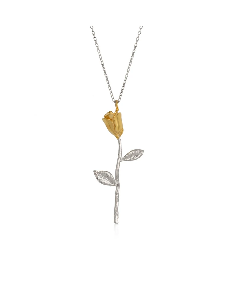 Spero London Gold Color Rose Sterling Silver Necklace