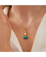 Spero London Turquoise Authentic Pendant Sterling Silver Gold Plated Necklace