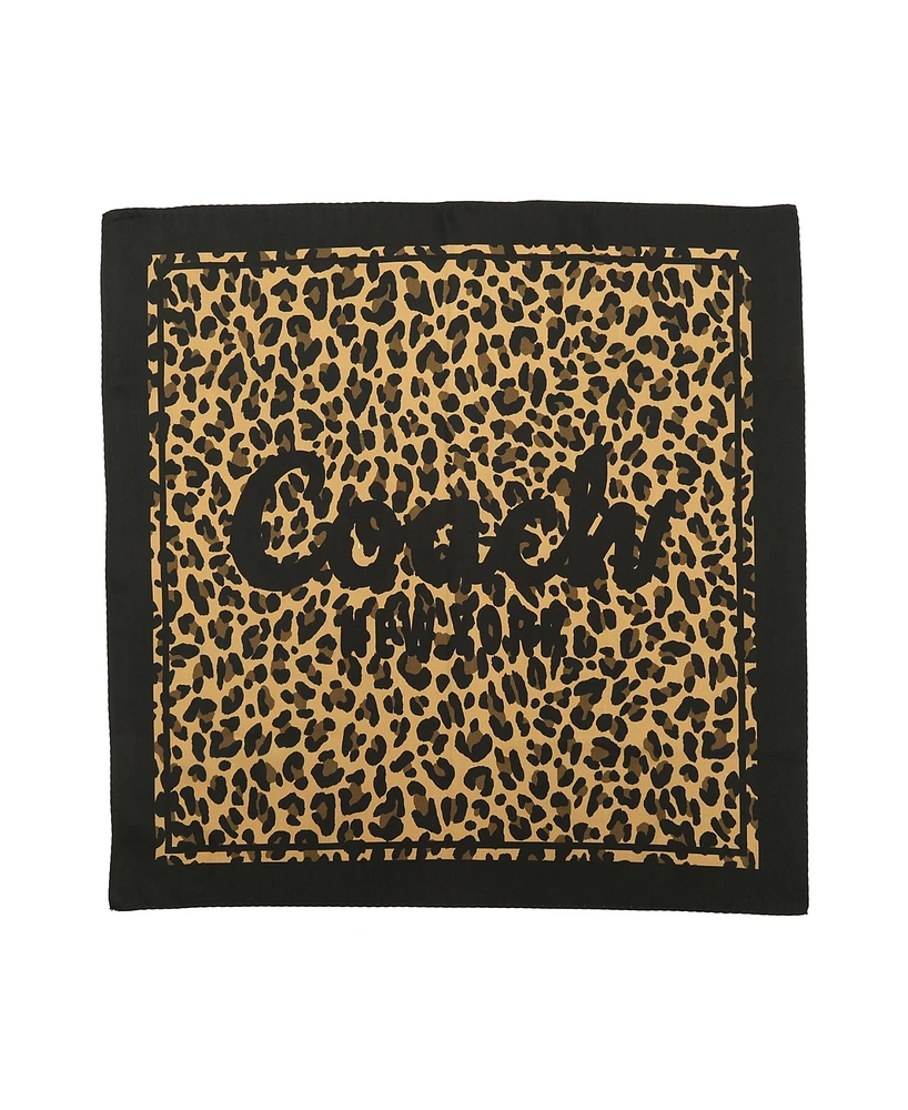 Coach Women's Script Leopard Print Silk Bandana Scarf