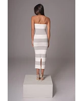 Jluxlabel Women's Striped Strapless Midi Dress