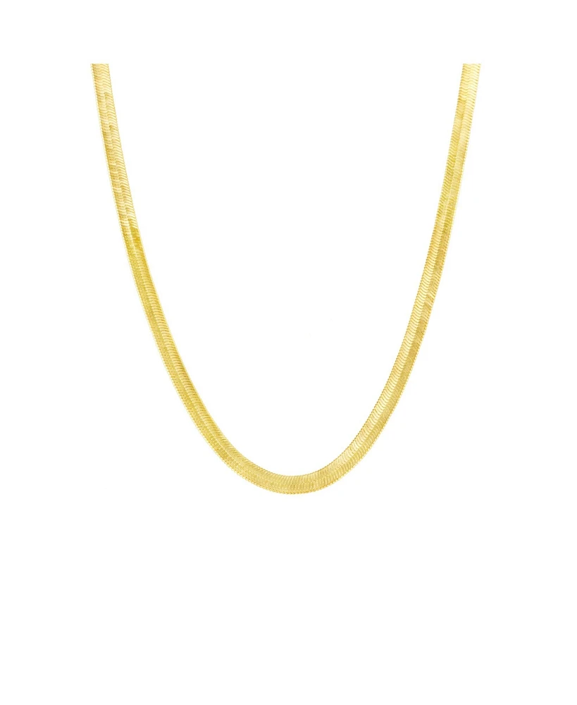 Spero London Bold Herringbone Sterling Silver Flat Snake Chain Necklace