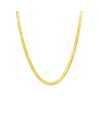 Spero London Bold Herringbone Sterling Silver Flat Snake Chain Necklace