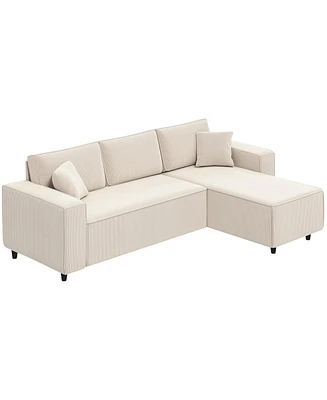 Homcom Chaise Sectional Sofa, Corduroy Fabric Corner Couch,