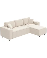 Homcom Chaise Sectional Sofa, Corduroy Fabric Corner Couch,
