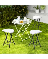 4PC 18"H Portable Folding Stool Foldable Camping Chair with Built-in Handle