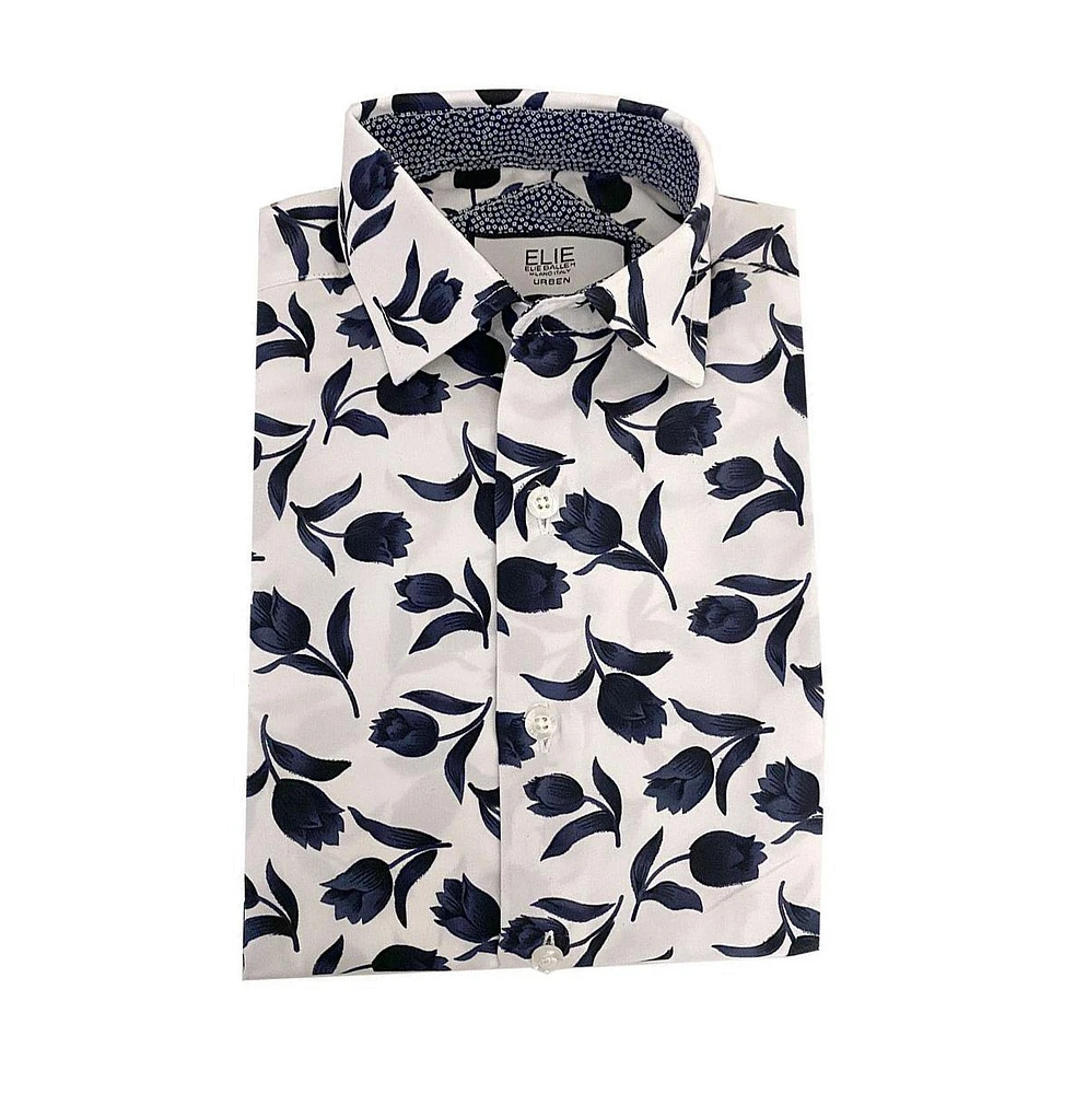 Elie Balleh Little Boys Blue Floral Button-Down Slim Fit Shirt