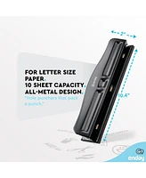3 Hole Punch Heavy Duty, Ring Puncher for Binder, 10 Sheet Adjustable Paper Punch, Metal Three with Built-in Waste Chip Tray, Deskto