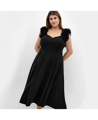 City Chic Plus Roselyn Ruffle Tulle Midi Dress