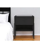 Rectangular One Drawer Nightstand with Wood Top for Bedroom Storage