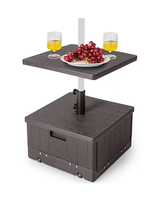 175 Lbs Outdoor Fillable Umbrella Base with Table Tray