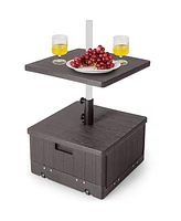 175 Lbs Outdoor Fillable Umbrella Base with Table Tray