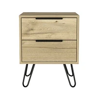 Slickblue Two Drawer Nightstand in Faux Wood Finish for Bedside or Living Room