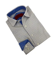 Elie Balleh Big Boys Navy Short Sleeve Tattersal Slim Fit Shirt