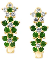 Lali Jewels Emerald (1/3 ct. t.w.) & Diamond (1/8 ct. t.w.) Extra-Small Hoop Earrings in 14k Yellow Gold, 0.15"
