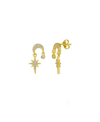 Spero London Sterling silver Dangle Drop Northernstar Stud Earring