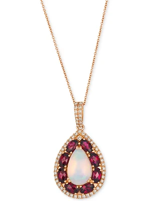 Le Vian Opal (1-1/2 ct. t.w.), Rhodolite (2-2/5 ct. t.w.) & Nude Diamond (1/2 ct. t.w.) Teardrop Pendant 20" Necklace in 14k Strawberry Gold