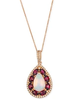 Le Vian Opal (1-1/2 ct. t.w.), Rhodolite (2-2/5 ct. t.w.) & Nude Diamond (1/2 ct. t.w.) Teardrop Pendant 20" Necklace in 14k Strawberry Gold