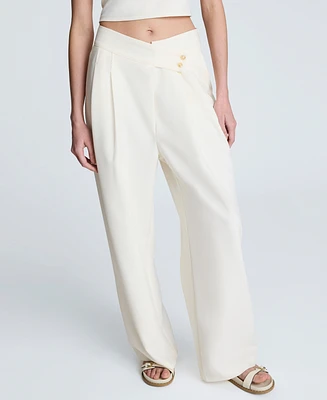 Kenneth Cole Women's Crisscross-Front Pleated Wide-Leg Pants