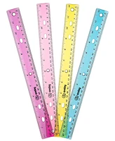 Ruler 12 Inch/ 30 Cm Jeweltone, Inches & Centimeters Plastic Straight Edge Rulers School Supplies, Standard Ruler for Kids Adults, Purple, Pink, Green