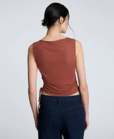 Kenneth Cole Women's Cowlneck Ruched Cropped Tank Top