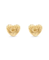 Coach Gold Signature Textured Heart Stud Earrings