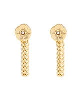 Coach Faux Cultivated Pearl Signature Tea Rose Front Back Earrings
