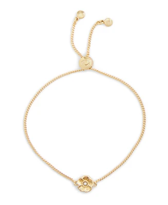 Coach Faux Cultivated Pearl Signature Tea Rose Slider Bracelet