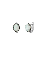 Spero London High Quality White Opal Earrings With Marcasite Gemstone