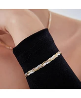 Spero London Gold Rose Gold and Silver Spiral Sterling Silver Flat Bracelet