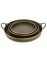 Versatile 3-Piece Round Tin Tray Set with Handles for All Settings