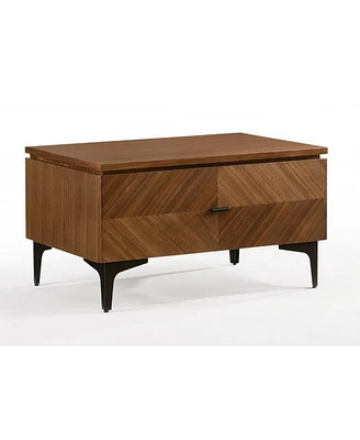 Two Drawer Mid Century Nightstand for Modern Bedroom or Living Room