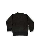 Elie Balleh Boys Black Crew Neck Argyle Sweater