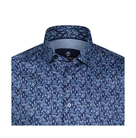 Luchiano Visconti Men's Multi Blue Skull Print shirt
