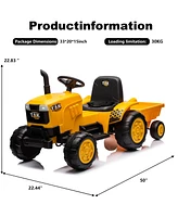 ExperienceJoywhale Kids 12V Ride-On Tractor with Detachable Trailer