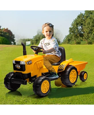ExperienceJoywhale Kids 12V Ride-On Tractor with Detachable Trailer