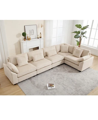 Oversized Corduroy Modular Sectional Sofa for Living Room