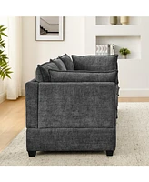 Comfy Cloud Couch Sectional Sofa with 2 Ottomans (Grey)