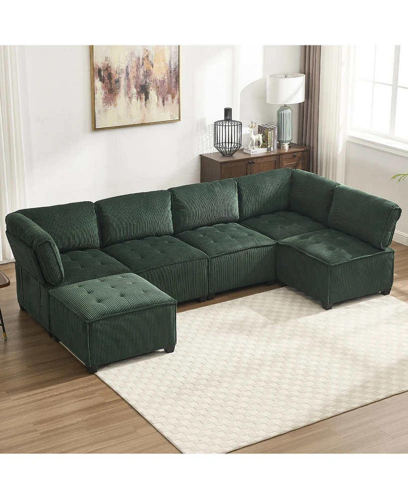U-Shaped Modular Sectional Sofa with Reversible Chaise