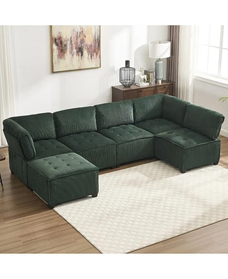 U-Shaped Modular Sectional Sofa with Reversible Chaise