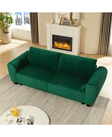 Green Corduroy Convertible Sleeper Sofa with Storage