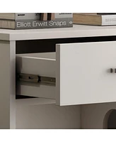 White Tilt Out Trash Cabinet with 2 drawer, Quick Installation and Deodorising Function, Wooden Freestanding Trash Can Cabinet Holds Up to 2x10 Gallon