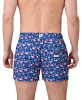 Sunset and Vines Men's Flamingo-Pattern Woven Swim Trunks