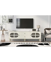 Modern 68.9" Tv Stand with Fluted Glass Doors for TVs up to 75