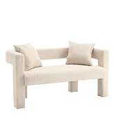 Comfy Chenille Loveseat Sofa for Small Spaces (Beige)