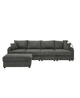 Modern L-Shaped Couch with Storage & Ottoman