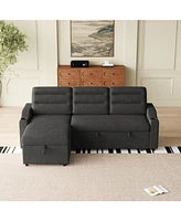 83" Convertible Sofa Bed with Storage, Recliner