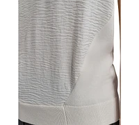 Dkny Petite Mixed-Media Sleeveless Crewneck Top