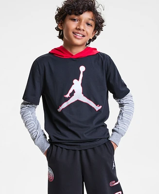 Jordan Big Boys Gametime Layered-Look Hoodie