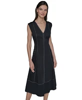 Karl Lagerfeld Paris Women's Stitch-Trimmed Midi Dress