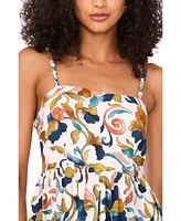 Msk Women's Printed Sleeveless Tiered Maxi Dress